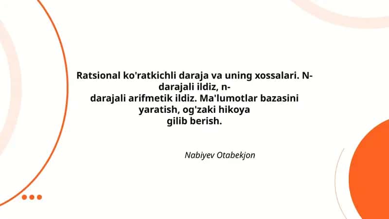 Ratsional ko'ratkichli daraja va uning xossalari