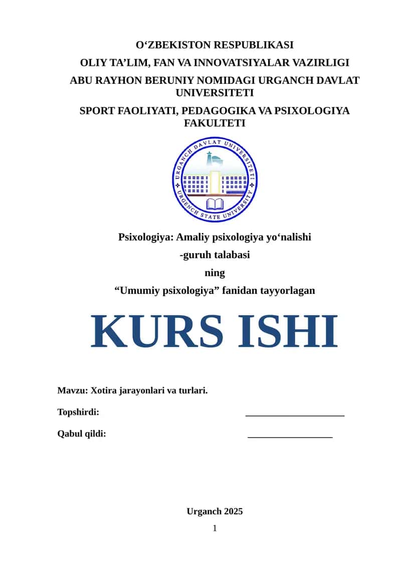 Xotira jarayonlari va turlari