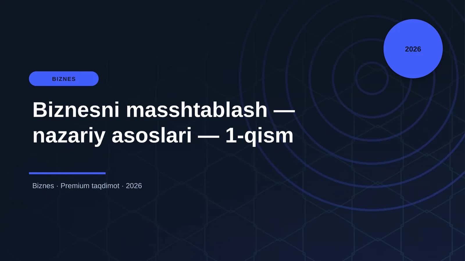 Biznesni masshtablash — nazariy asoslari — 1-qism