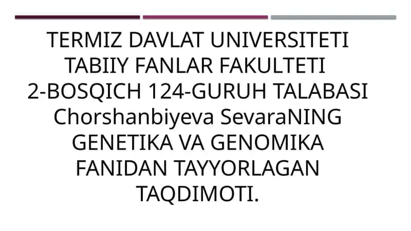 Genetik jarayonlarning tizmli nazorati