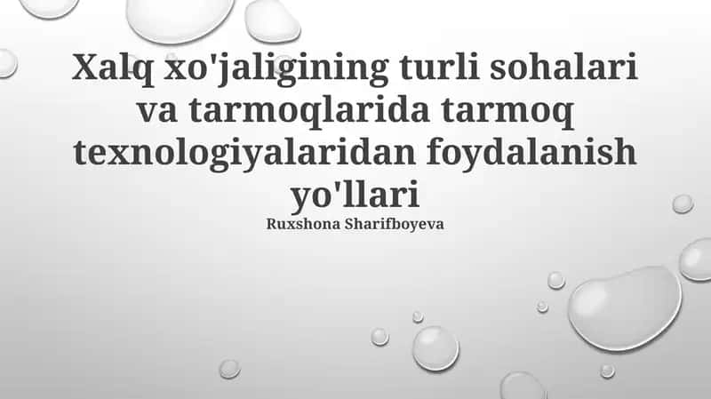 Tarmoq texnologiyalaridan foydalanish yo'llari