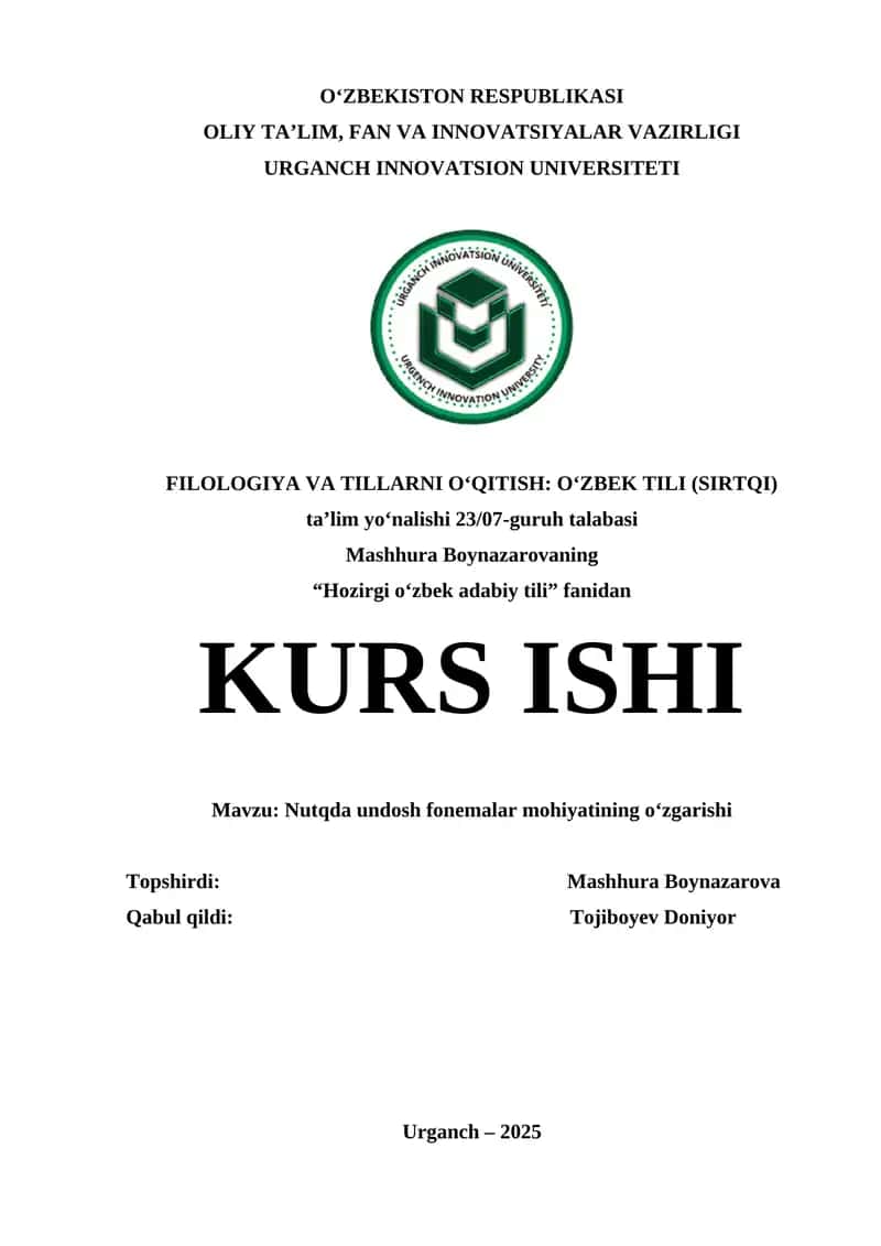 Nutqda undosh fonemalar mohiyatining o‘zgarishi