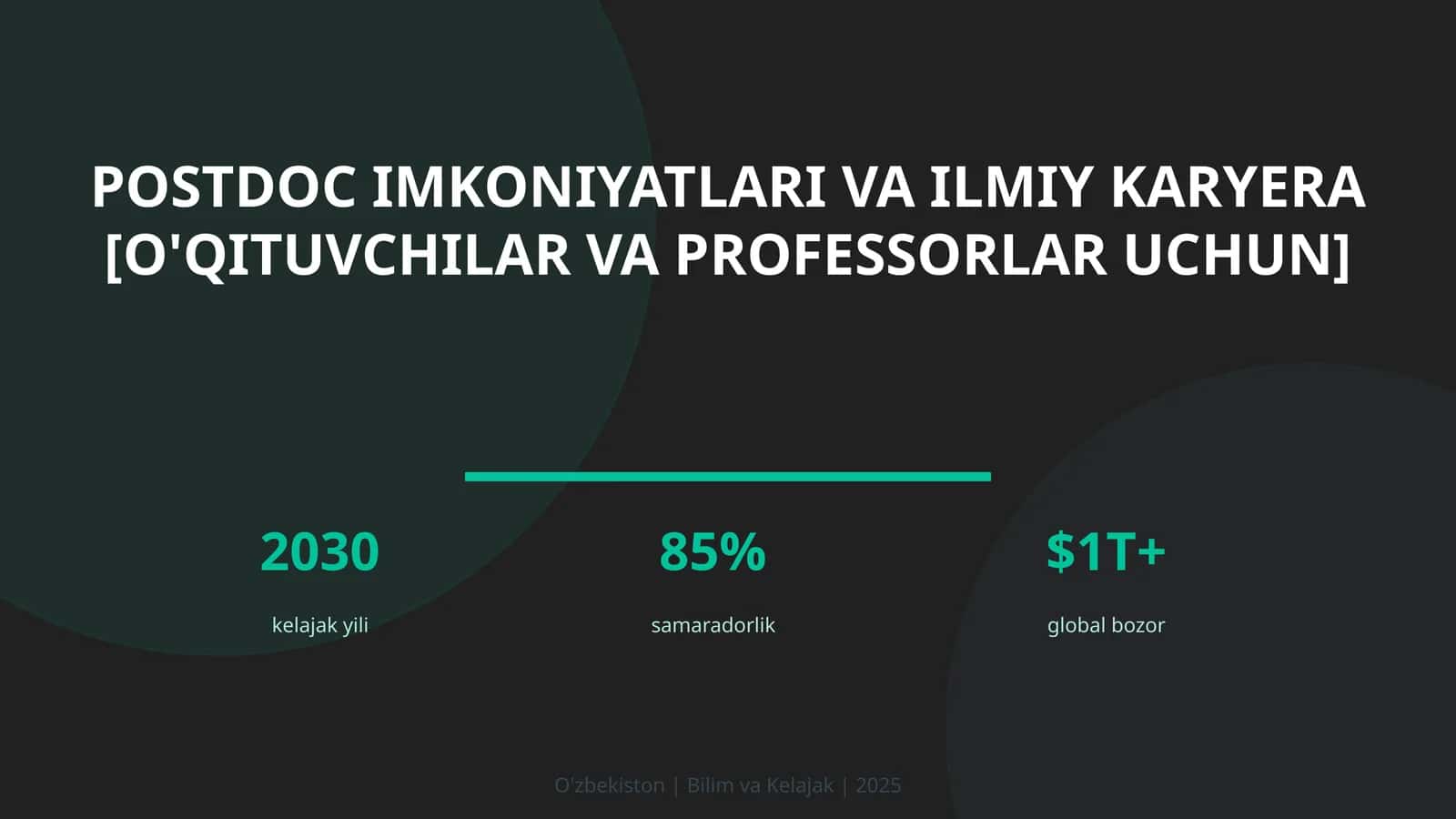Postdoc imkoniyatlari va ilmiy karyera [O'qituvchilar va professorlar uchun]