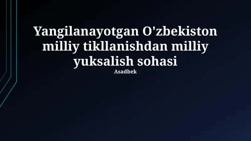 Milliy Tiklanishdan Milliy Taraqqiyot