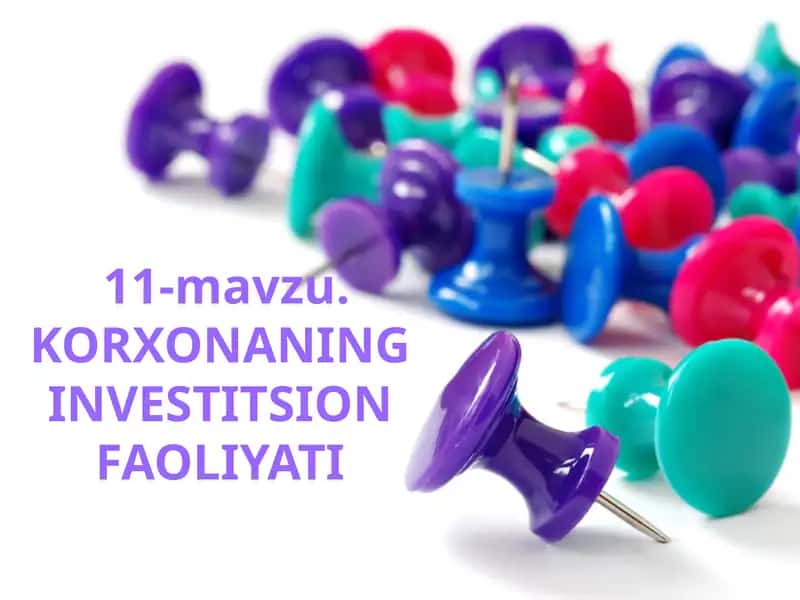 KORXONANING INVESTITSION FAOLIYATI