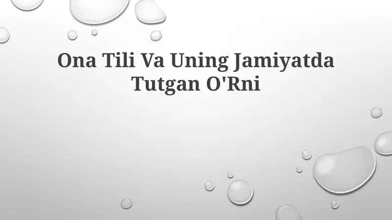 Ona Tili Va Uning Jamiyatda Tutgan O'Rni