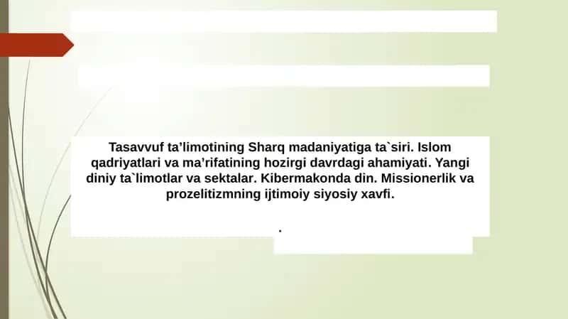 Tasavvuf Taʼlimotining Sharq Madaniyati