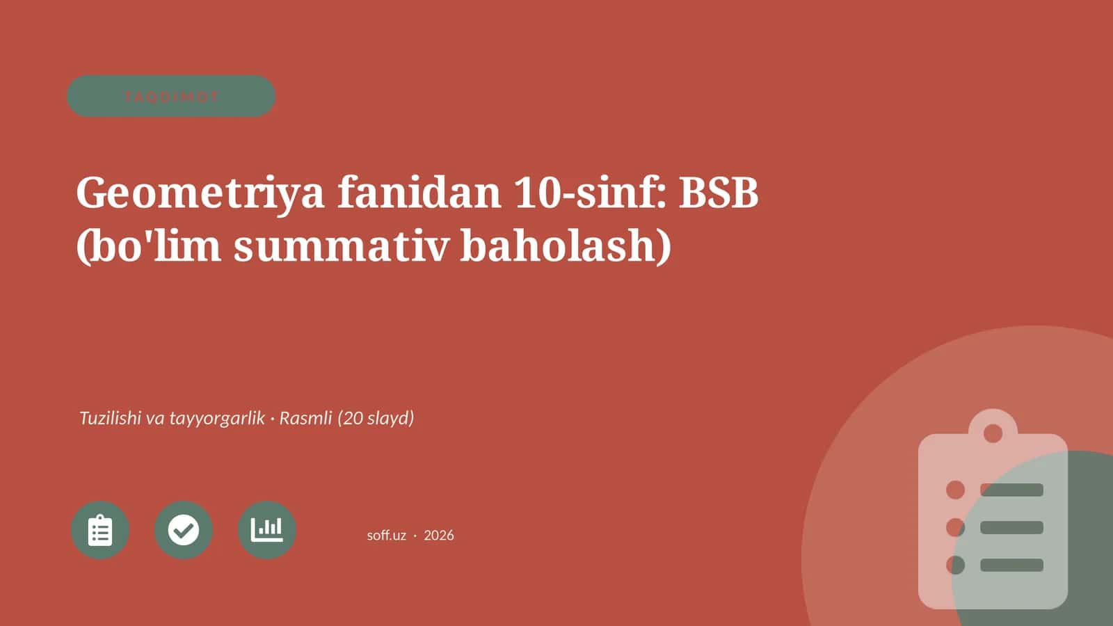 Geometriya fanidan 10-sinf: BSB (bo'lim summativ baholash)