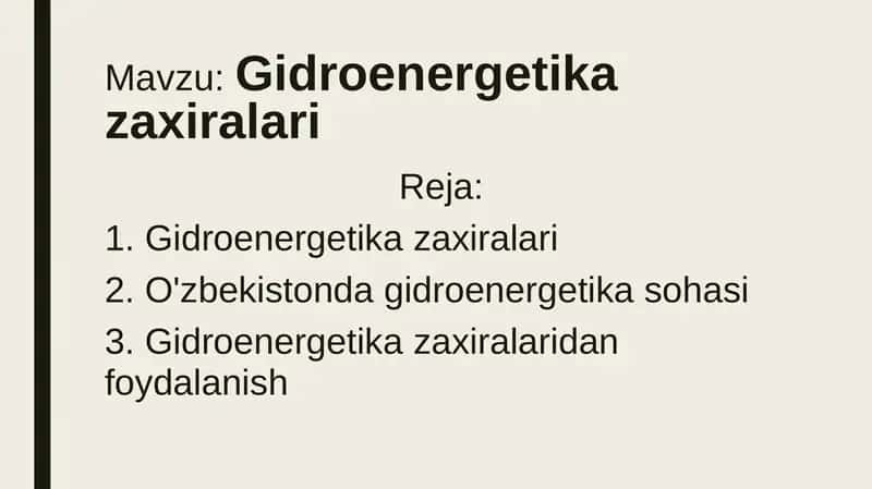 Gidroenergetika zaxiralari