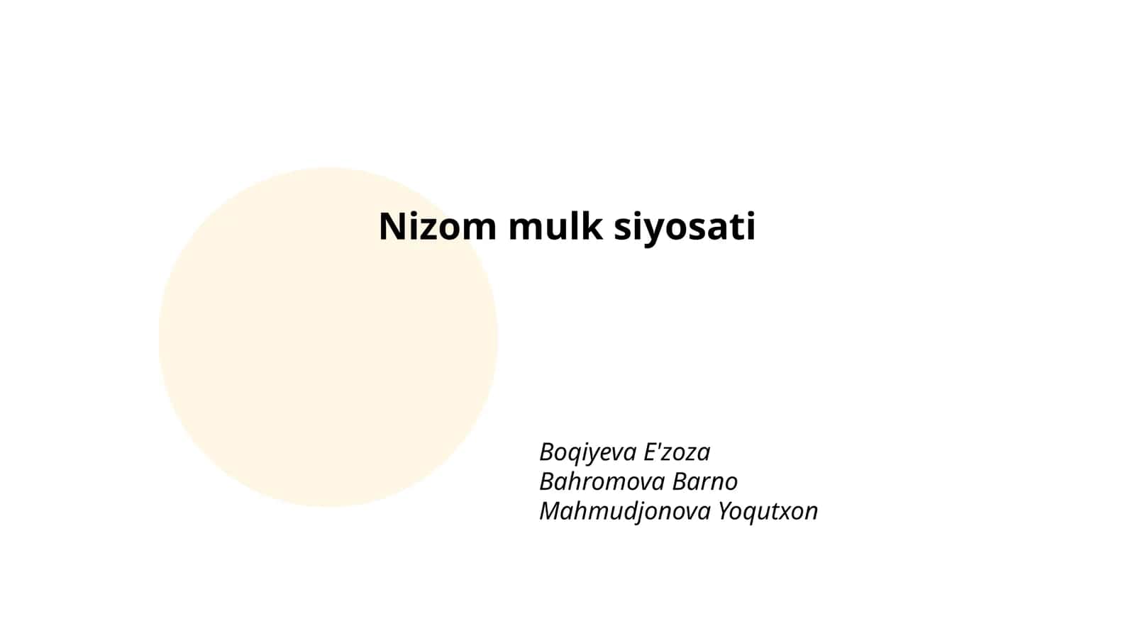 Nizom mulk siyosati