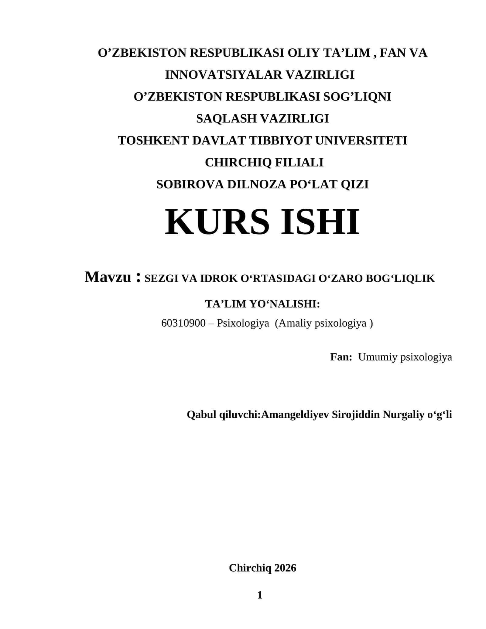 SEZGI VA IDROK O‘RTASIDAGI O‘ZARO BOG‘LIQLIK