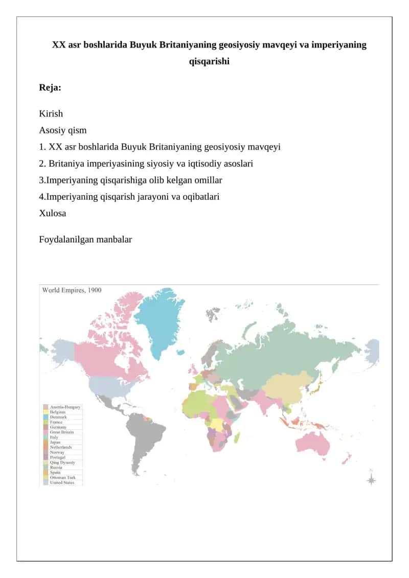 XX asr Buyuk Britaniyaning geosiyosiy va imperiya qisqarishi