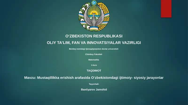 Mustaqillikka erishish arafasida Oʻzbekistondagi ijtimoiy- siyosiy jarayonlar