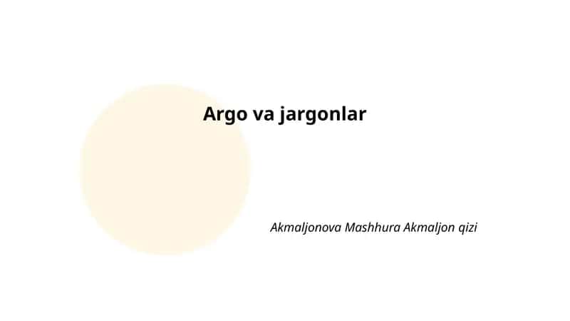 Argo va jargonlar
