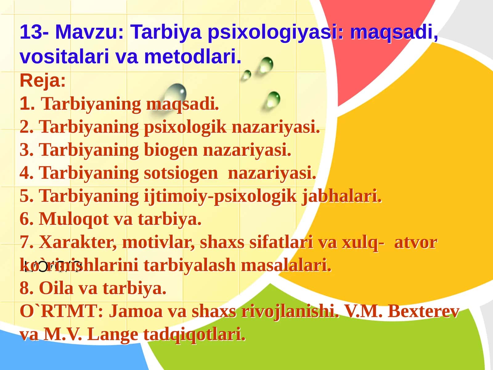 Tarbiya psixologiyasi: maqsadi, vositalari va metodlari