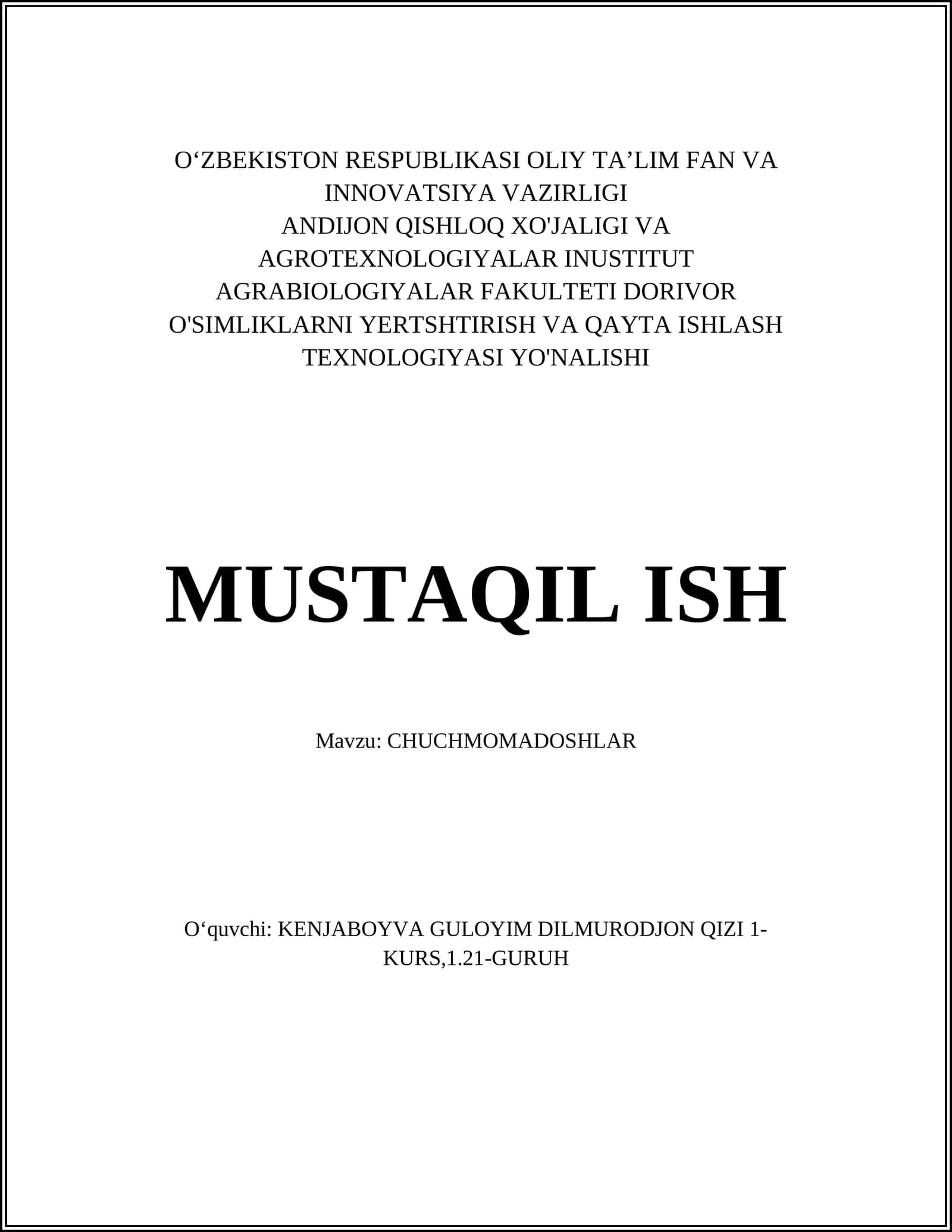 CHUCHMOMADOSHLAR