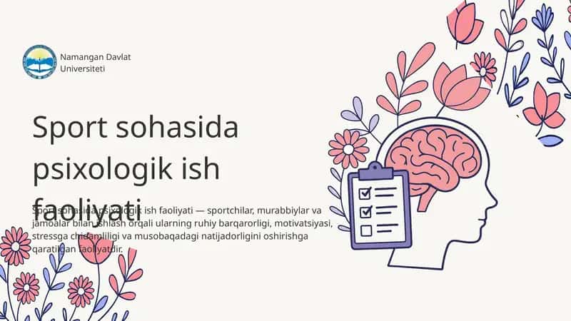 Sport sohasida psixologik ish faoliyati