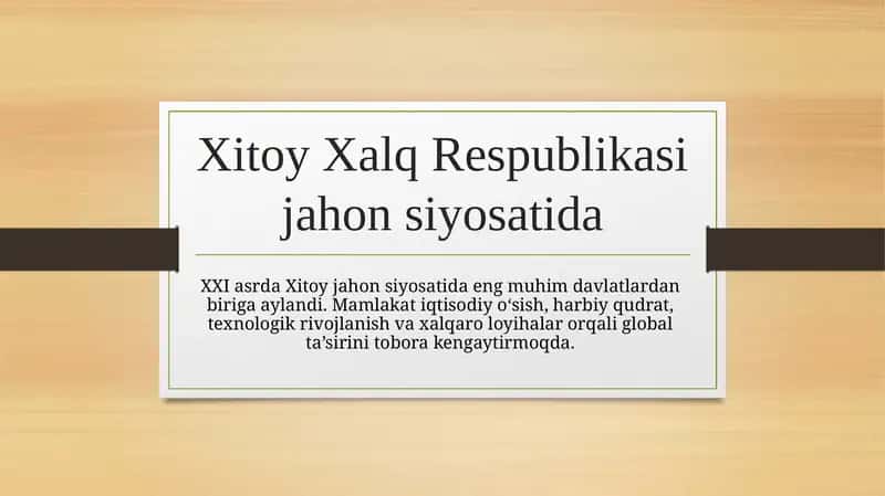 Xitoy Xalq Respublikasi jahon siyosatida