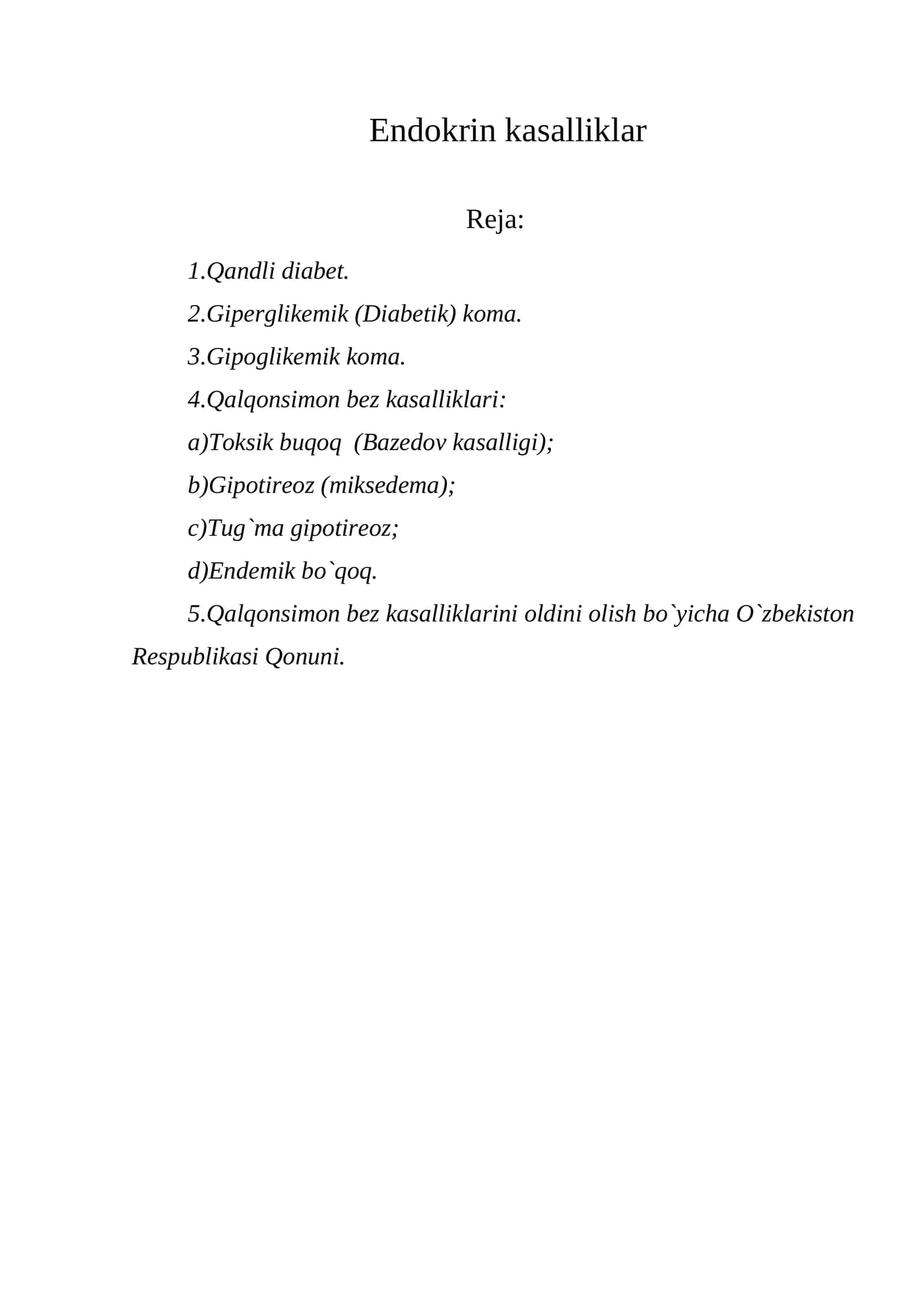 Еndokrin kasalliklar