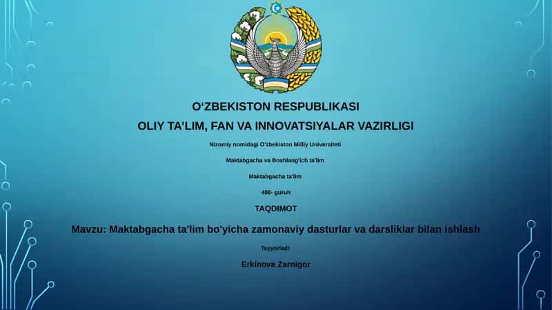 Maktabgacha ta'lim bo'yicha zamonaviy dasturlar va darsliklar