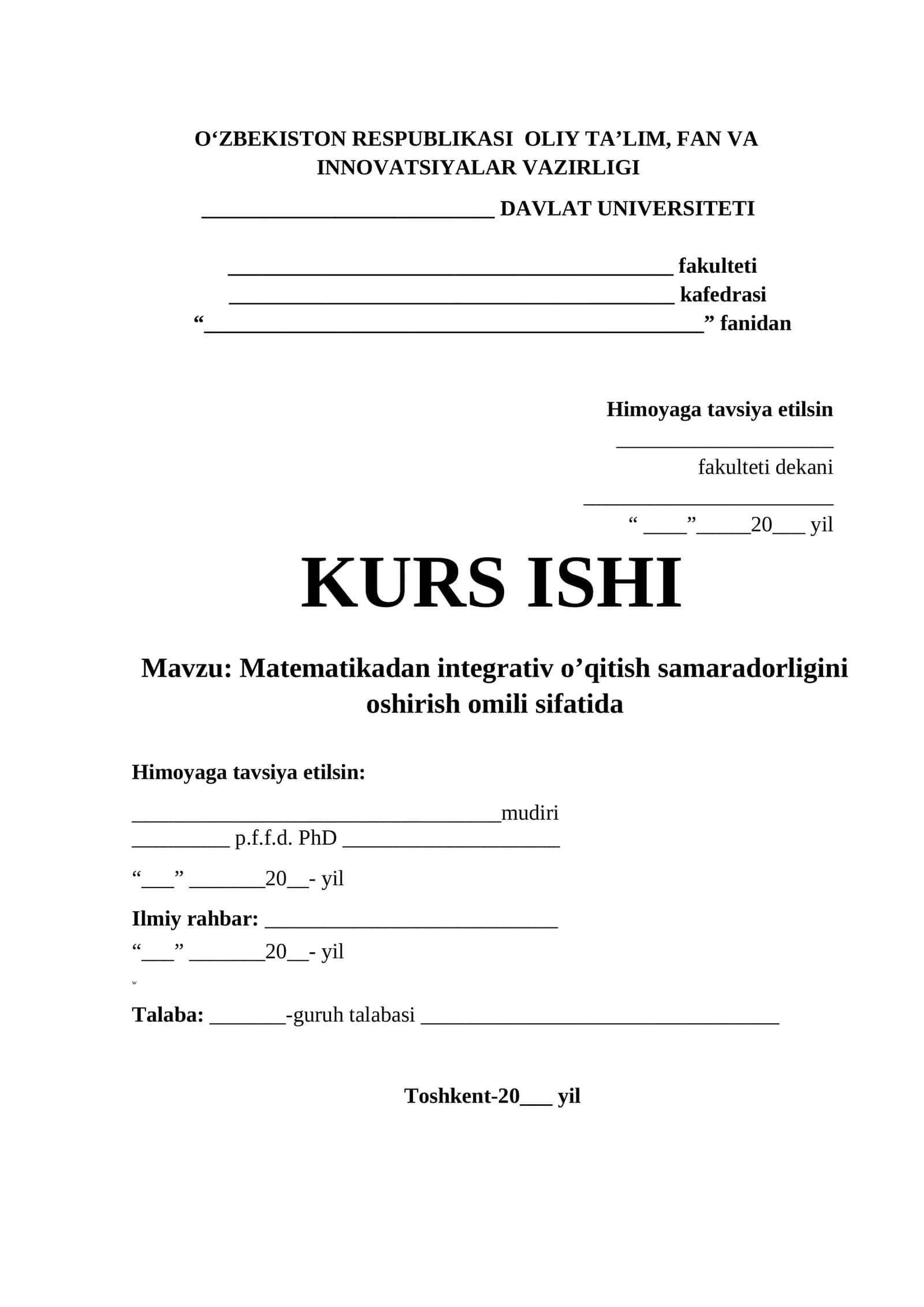 Matematikadan integrativ o’qitish samaradorligini oshirish omili sifatida