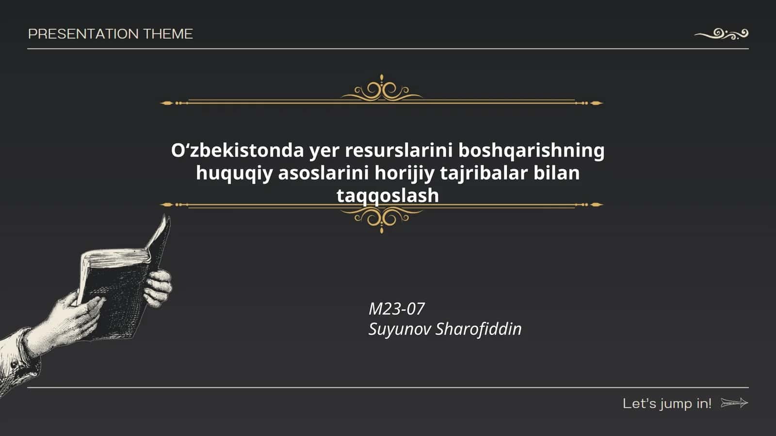 Oʻzbekistonda yer resurslarini boshqarishning huquqiy asoslarini horijiy tajribalar bilan taqqoslash