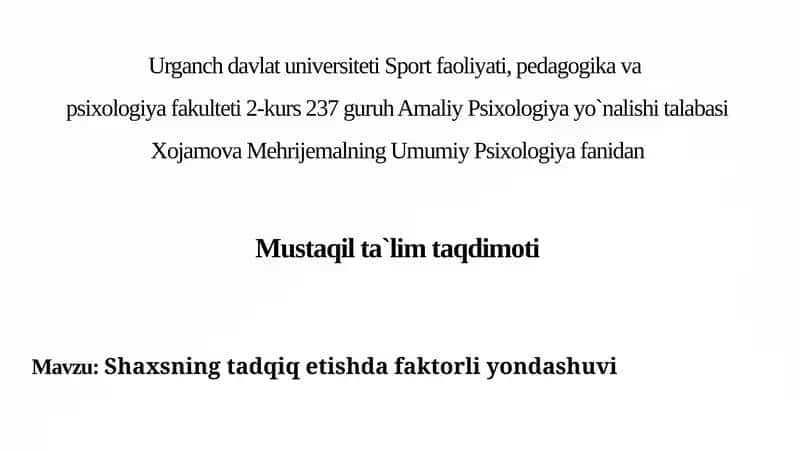 Mustaqil ta'lim taqdimoti