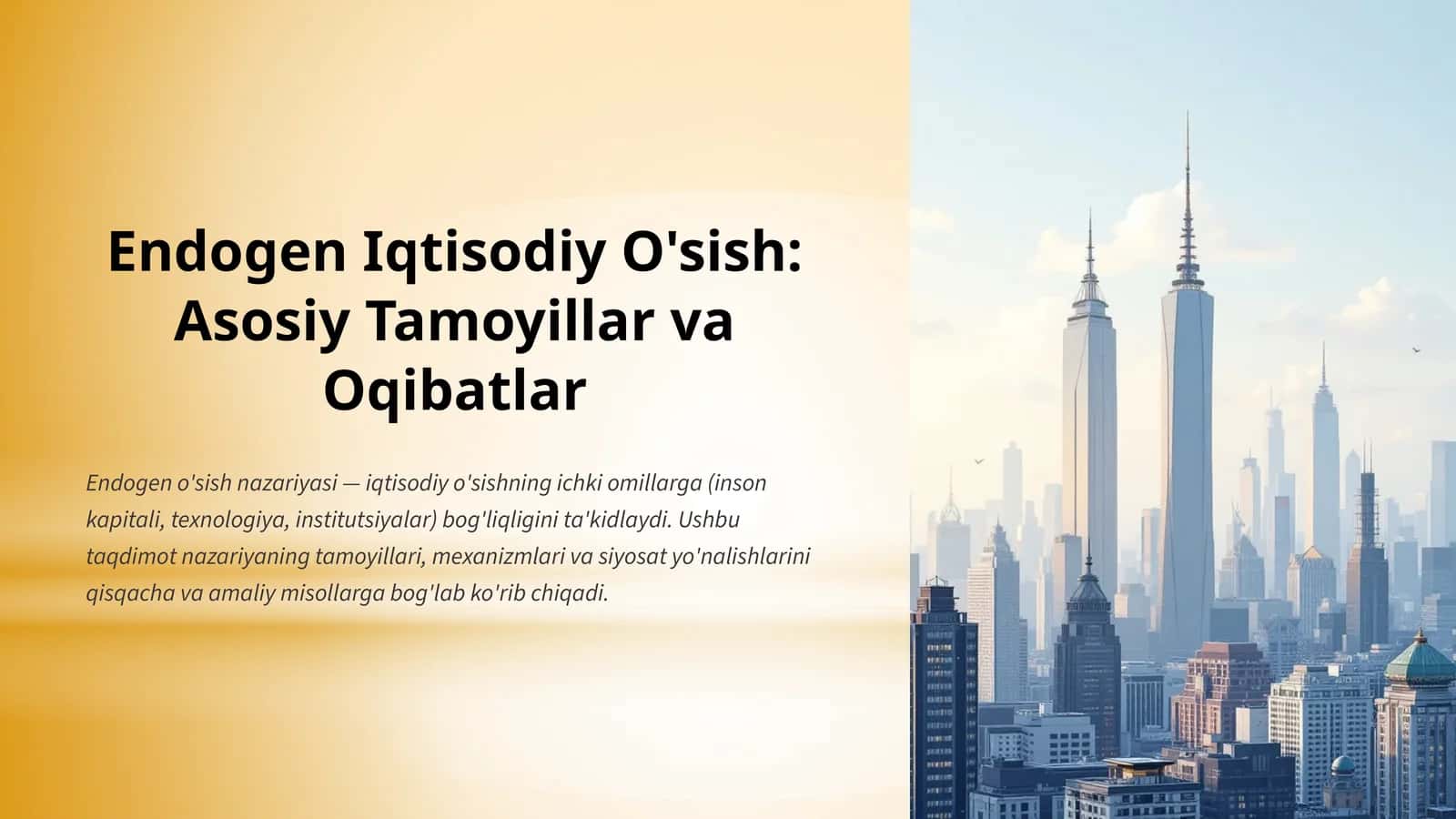 Endogen Iqtisodiy O'sish: Asosiy Tamoyillar va Oqibatlar