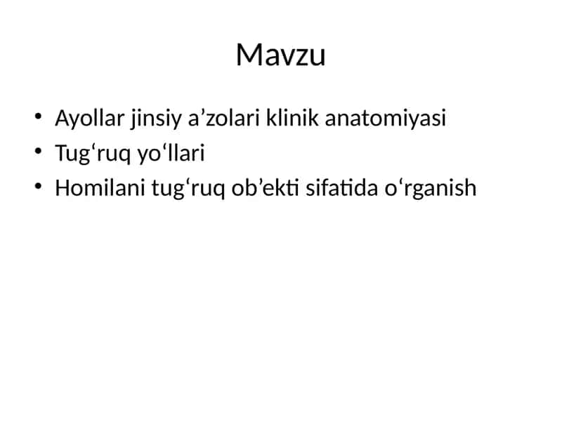 Ayollar jinsiy a’zolari klinik anatomiyasi