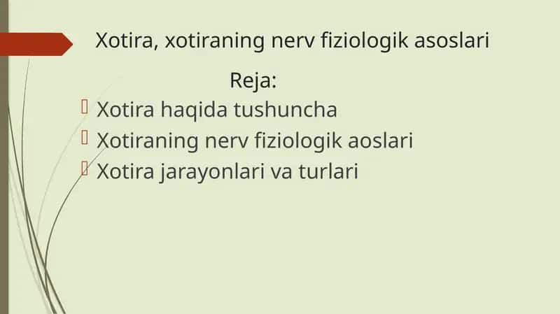 Xotira, xotiraning nerv fiziologik asoslari