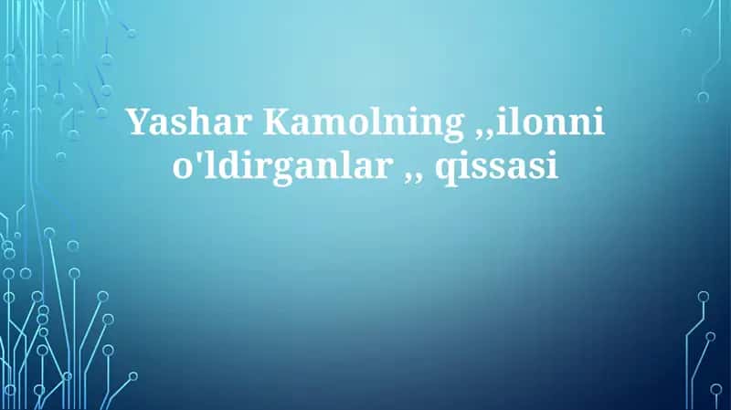 YasharKamolning "Ilonni o'ldirganlar" qissasi
