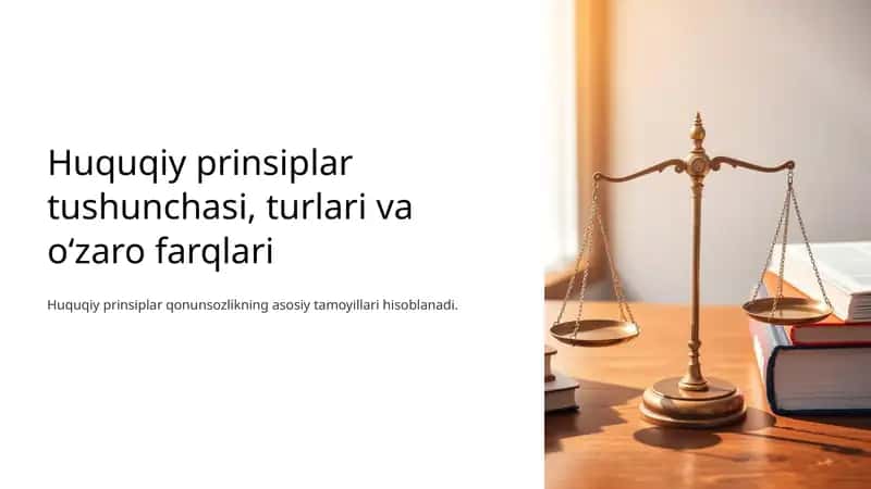 Huquqiy prinsiplar tushunchasi, turlari va oʻzaro farqlari