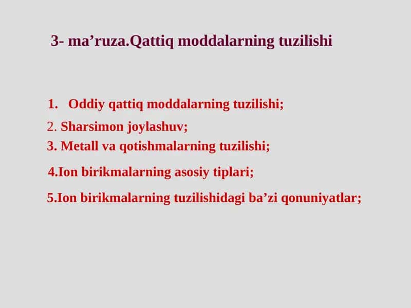 Metall va qotishmalarning tuzilishi