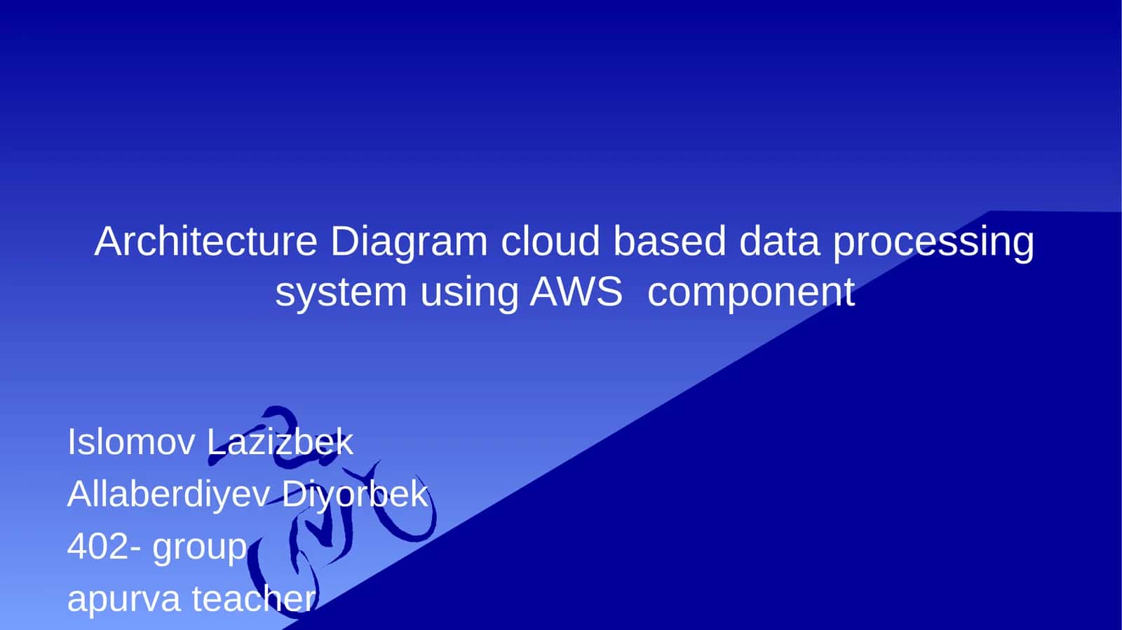 Architecture Diagram cloud based data processing system using AWS component