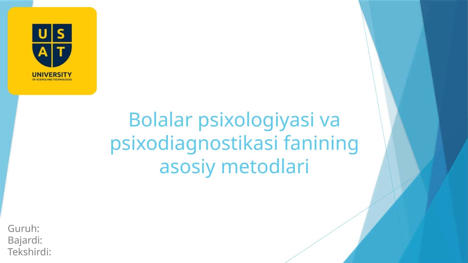 Bolalar psixologiyasi va psixodiagnostikasi fanining asosiy metodlari