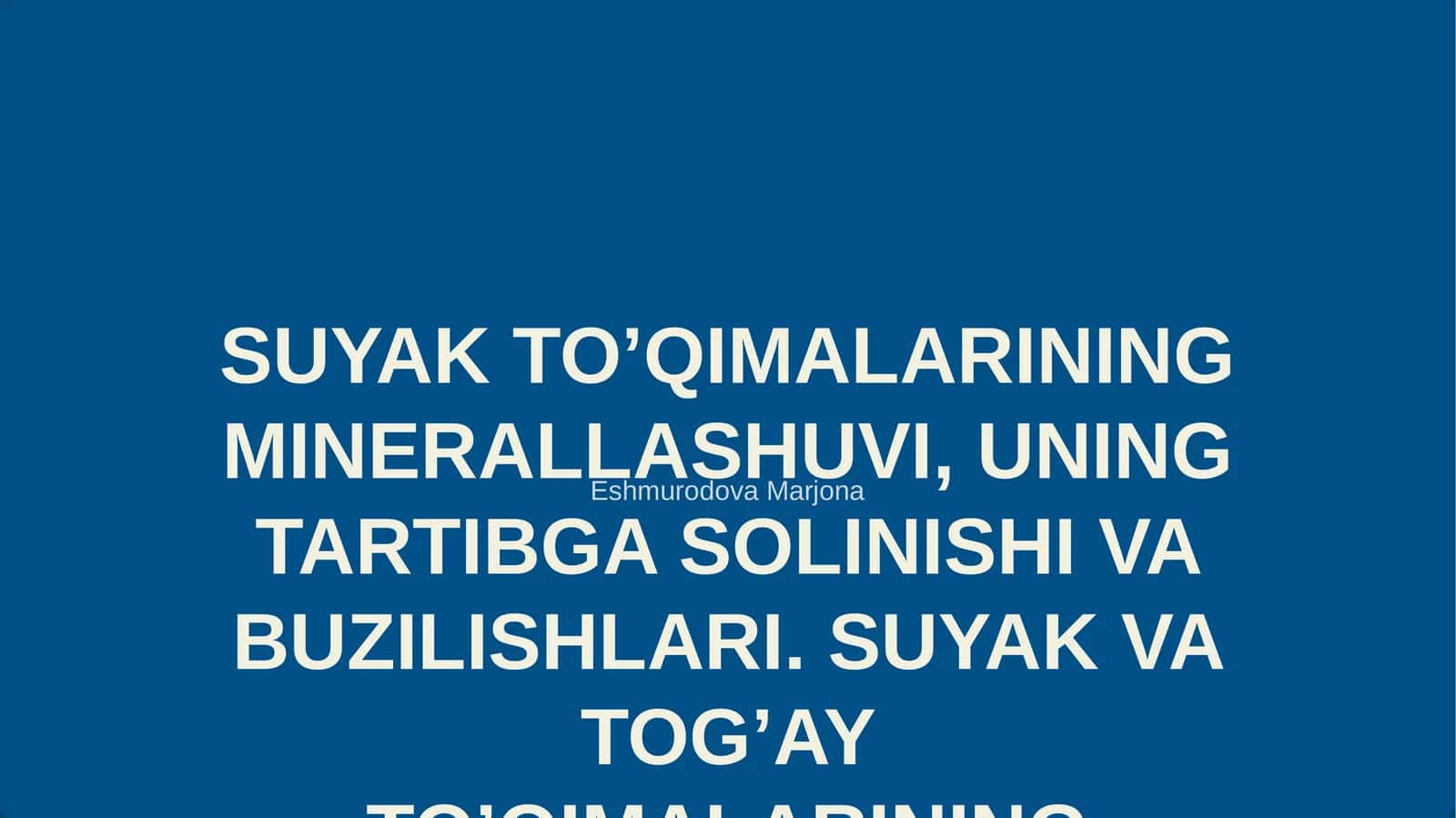 SUYAK TO’QIMALARINING MINERALLASHUVI, UNING TARTIBGA SOLINISHI VA BUZILISHLARI. SUYAK VA TOG’AY TO’QIMALARINING REGENERATSIYASI VA TRANSPLANTATSIYASI. SUYAKNING O’SISHIGA TA’SIR QILUVCHI OMILLAR. KO’NDALANG TARG’IL VA SILLIQ MUSHAKLARNING QISQARISH MEXANIZMI. MUSHAKLARNING TARAQQIYOTI, STRUKTURAVIY BUTUNLIGINI SAQLANISHI VA REGENERATSIYASIDA INNERVATSIYASINING AHAMIYATI