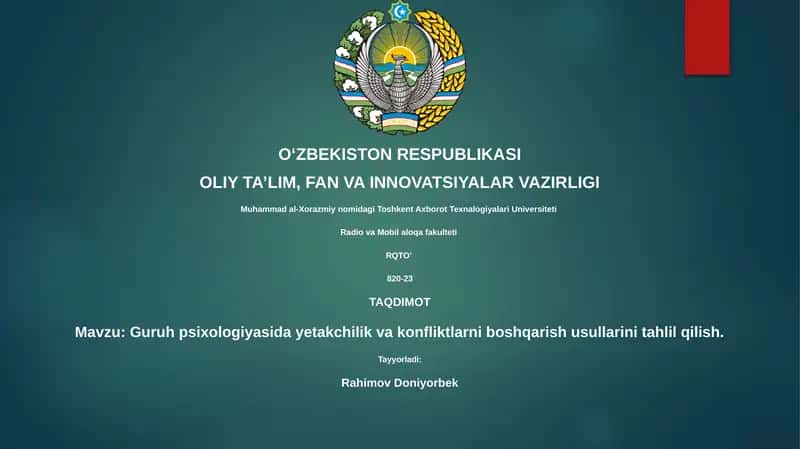 Guruh psixologiyasida yetakchilik va konfliktlarni boshqarish usullarini tahlil qilish
