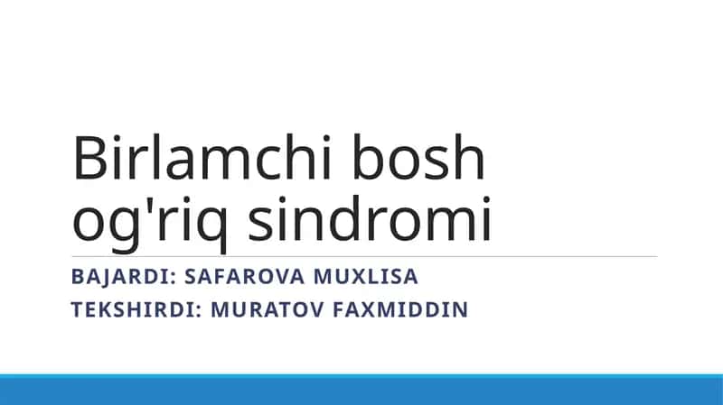 Birlamchi bosh og'riq sindromi