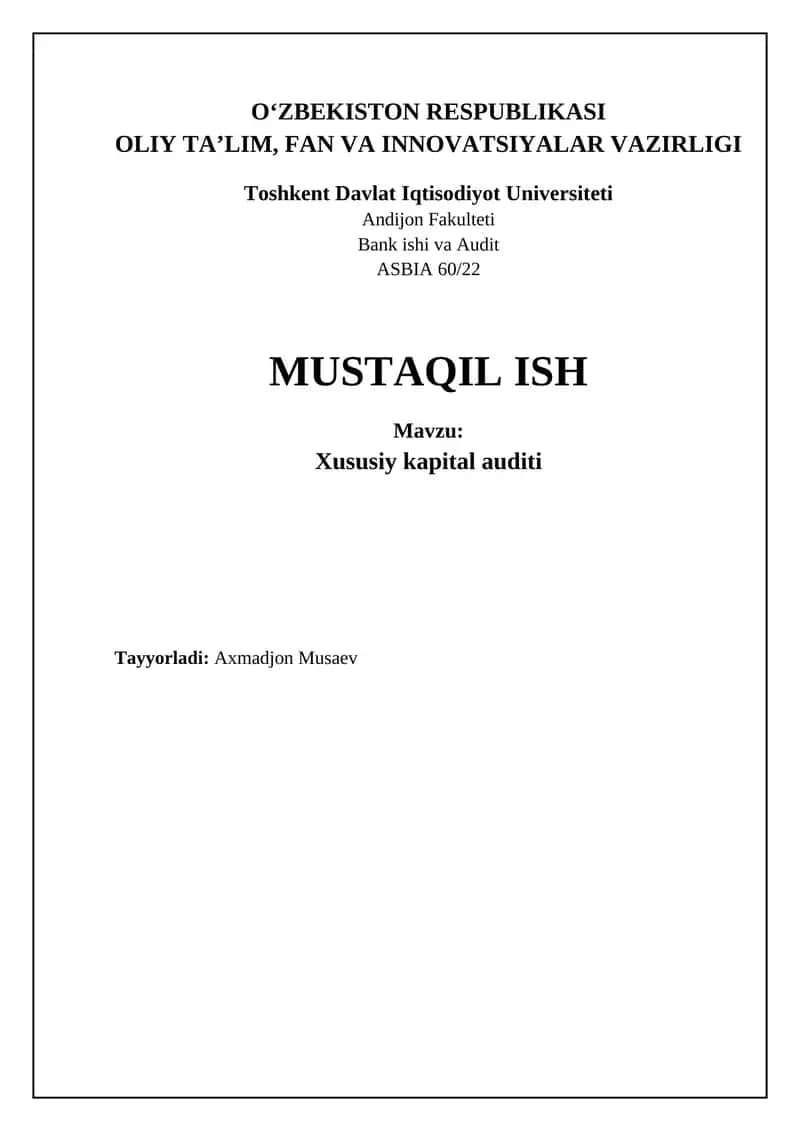 Xususiy kapital auditi