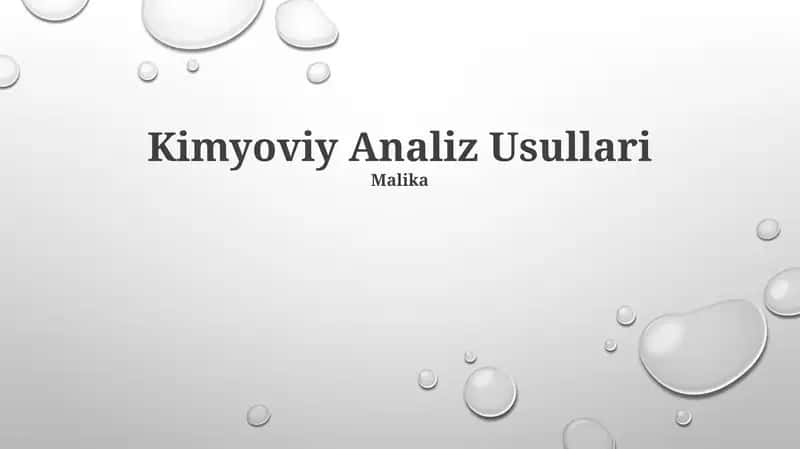 Kimyoviy Analiz Usullari