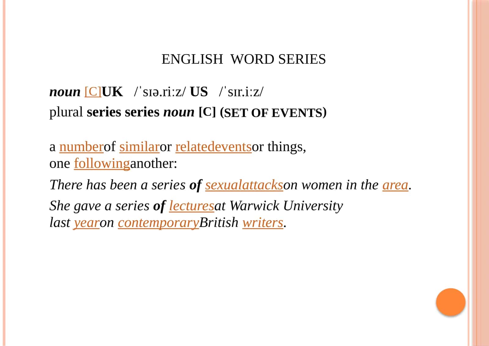 ENGLISH WORD SERIES