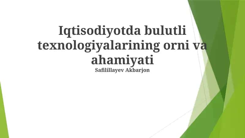 Bulut Texnologiyalarining Iqtisodiy O'sishi