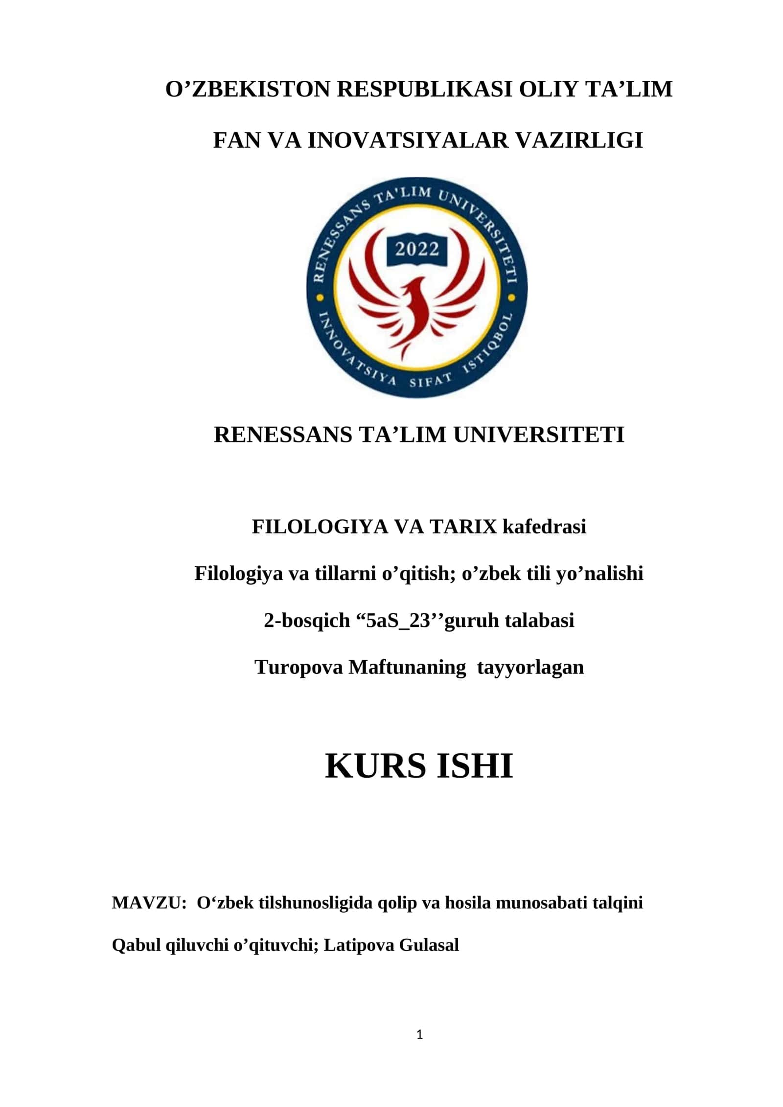 O’zbek tilshunosligida qolip va hosila munosabati talqini