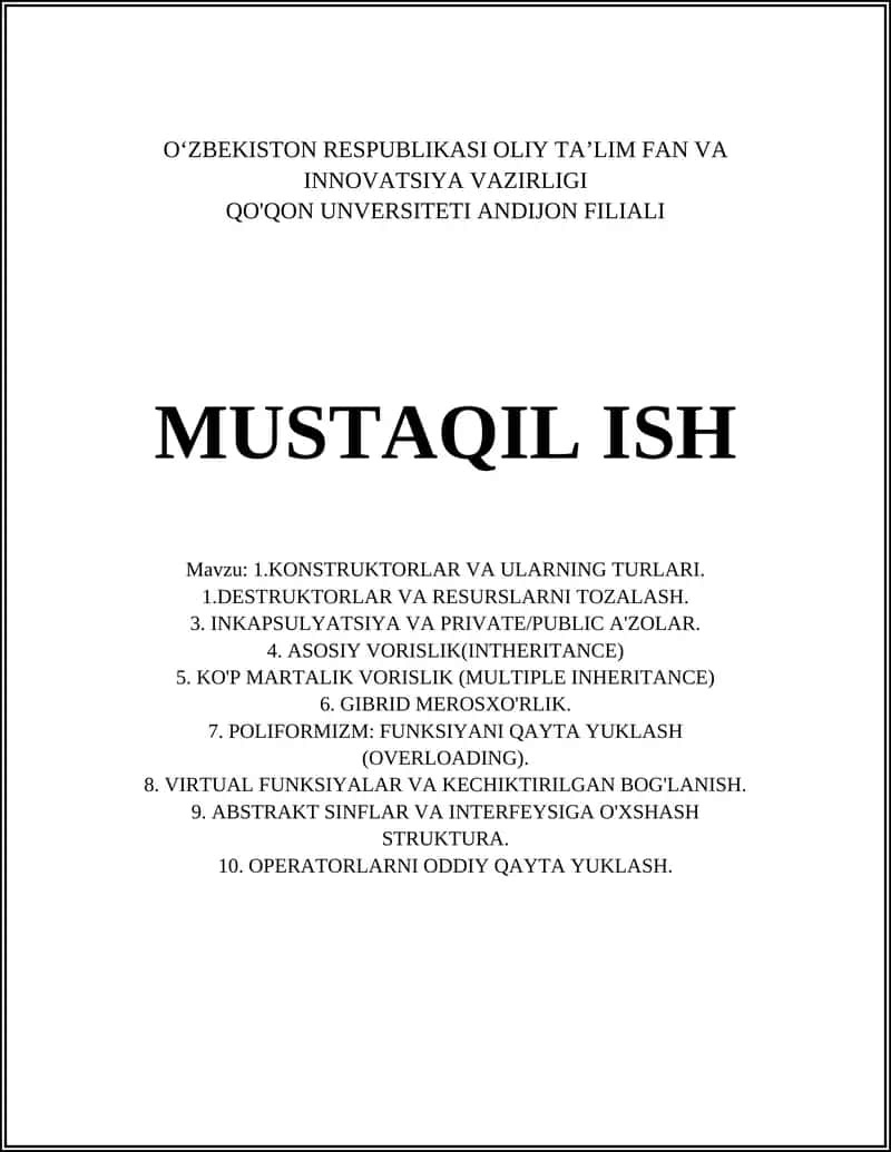 KONSTRUKTORLAR VA ULARNING TURLARI