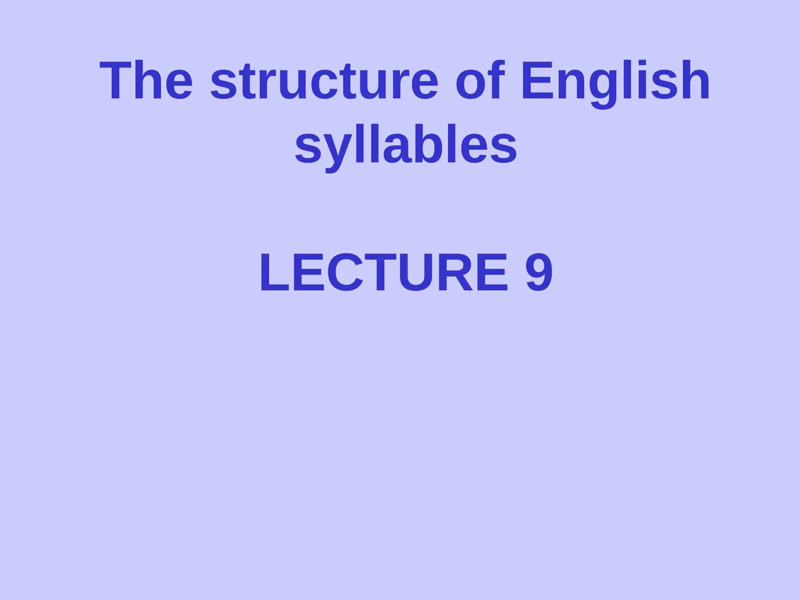 The structure of English syllables