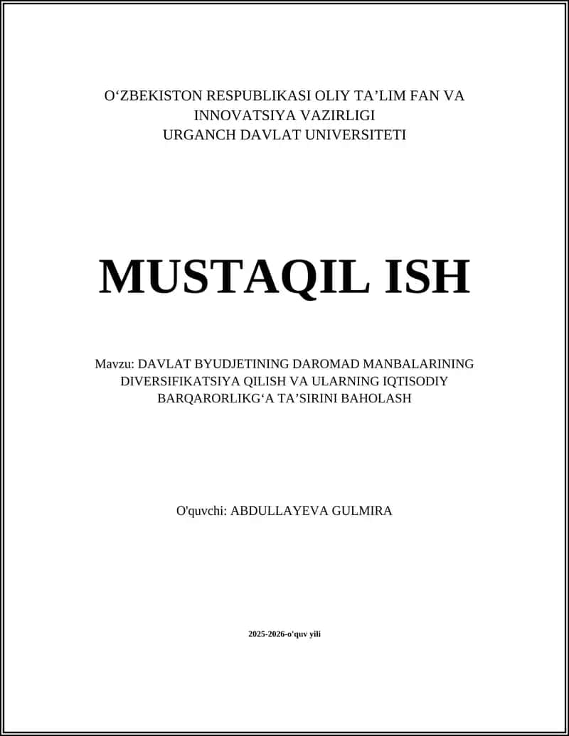 Diversifikatsiya Qilishning Byudjet Daromadlariga Taʼsiri