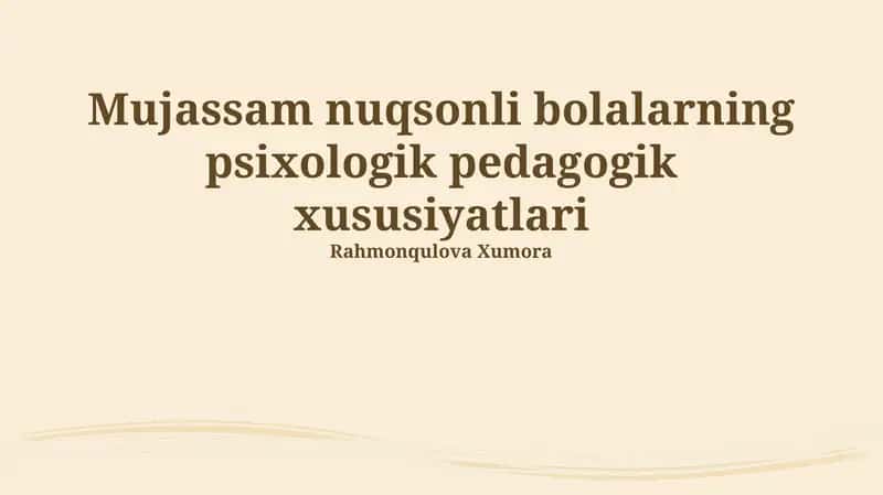 Murakkab nogiron bolalar psixologiyasi