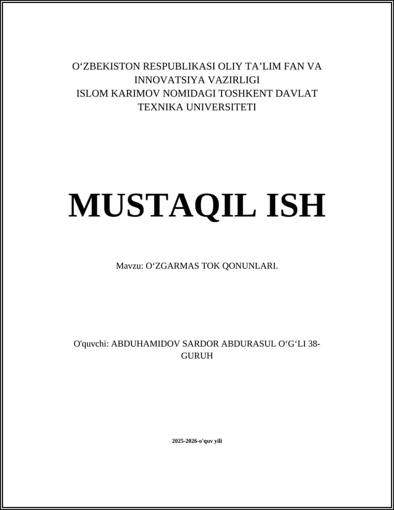 OʻZGARMAS TOK QONUNLARI