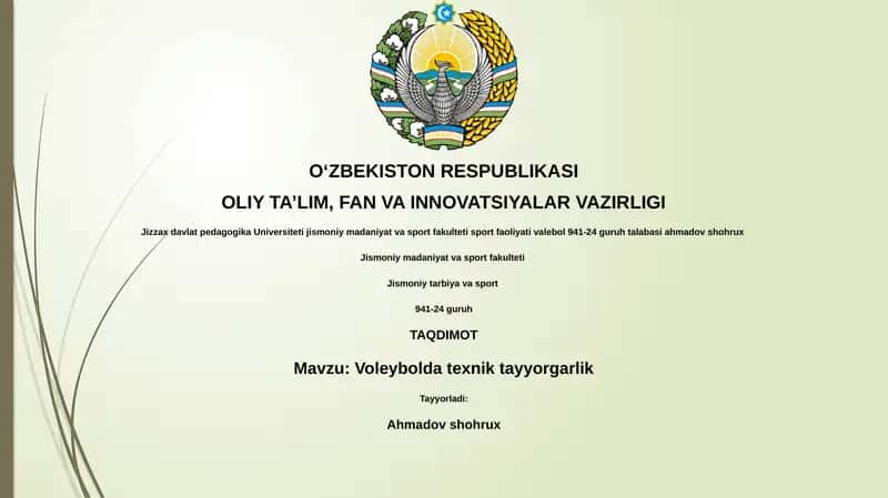 Voleybolda texnik tayyorgarlik