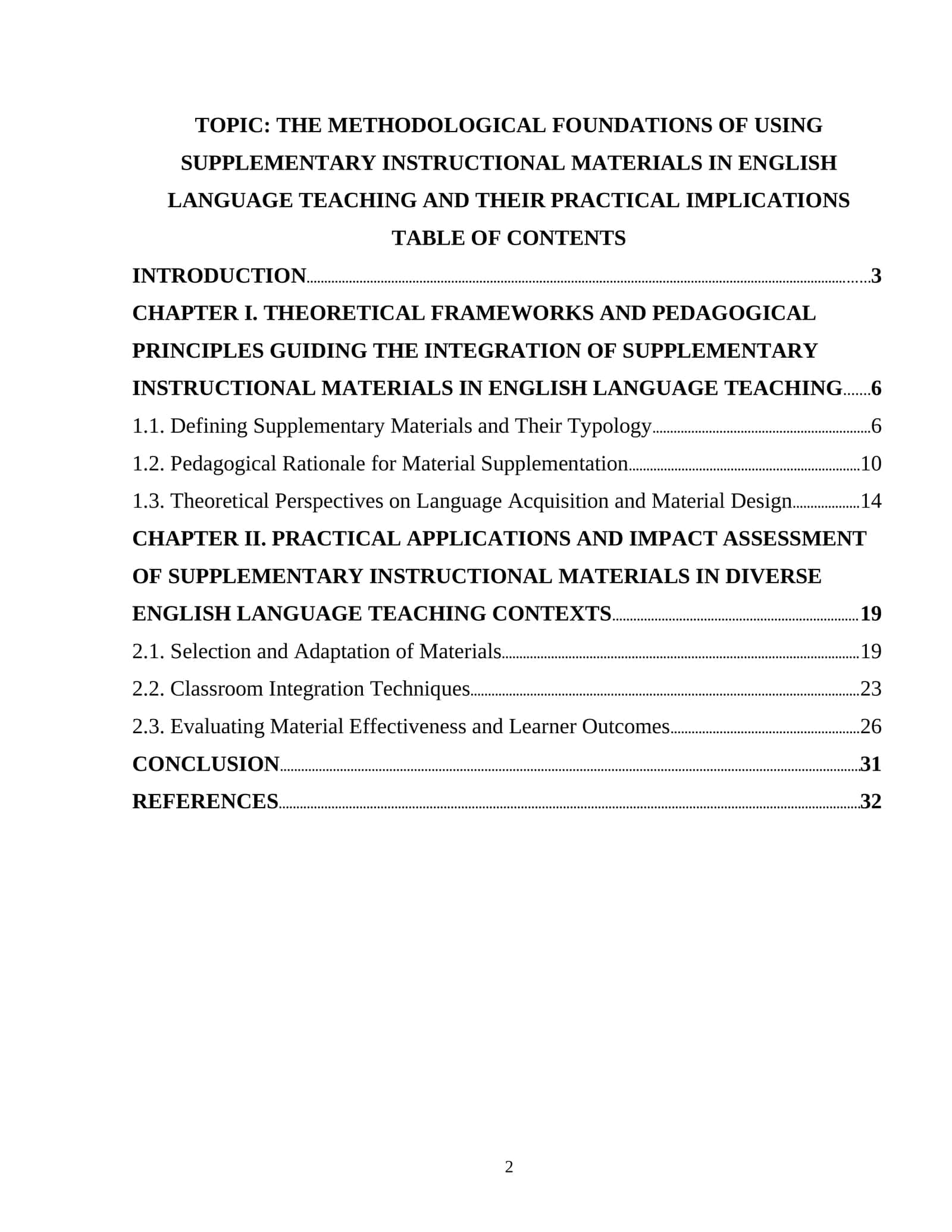 METHODOLOGICAL FOUNDATIONS OF USING SUPPLEMENTARY INSTRUCTIONAL MATERIALS IN ENGLISH LANGUAGE TEACHING